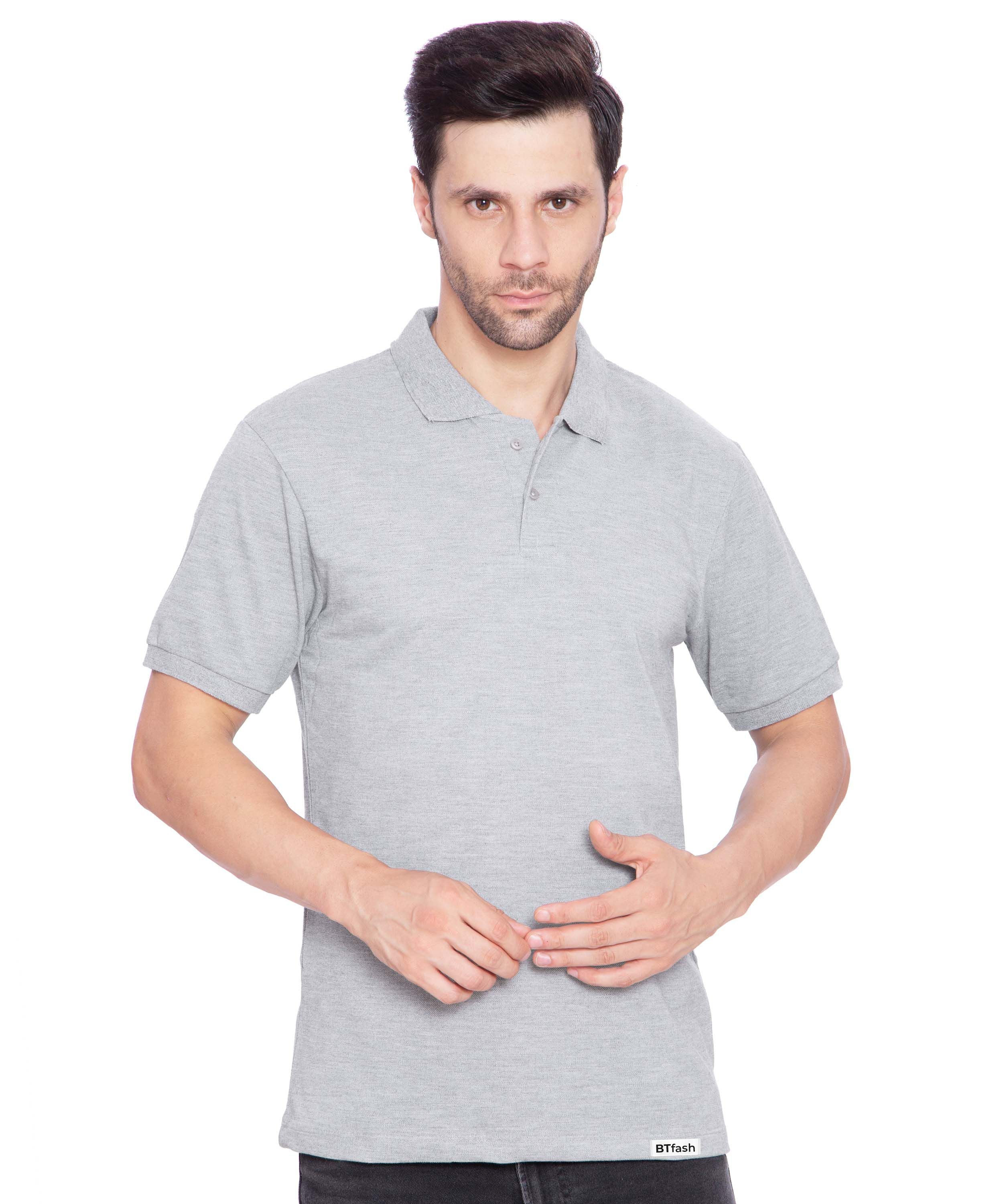 Men's Regular Fit Polo Neck Half Sleeve Solid Basic T-Shirt